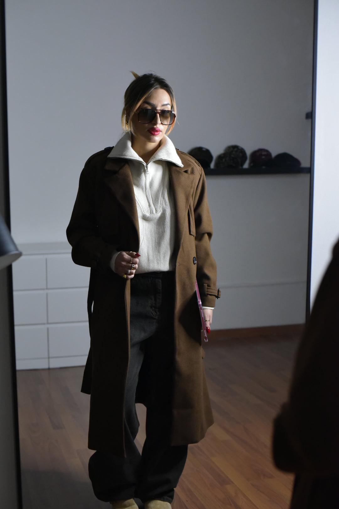 Coat maronn glacè