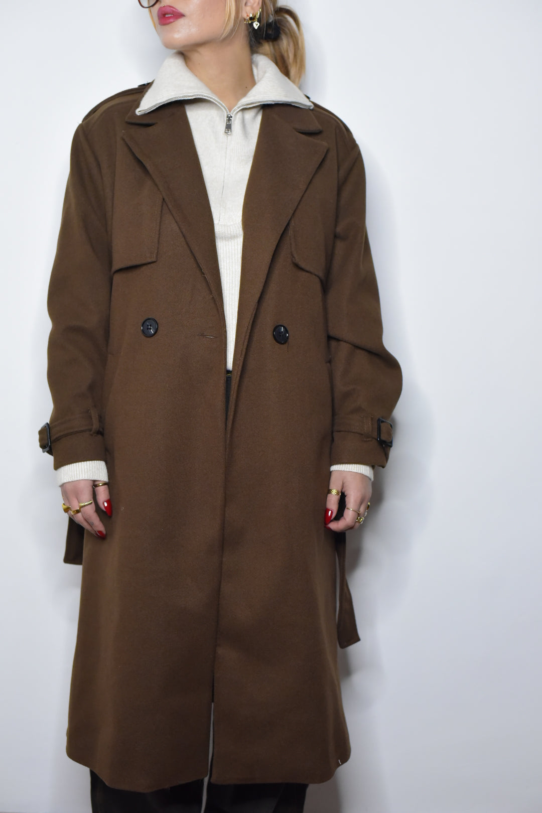 Coat maronn glacè
