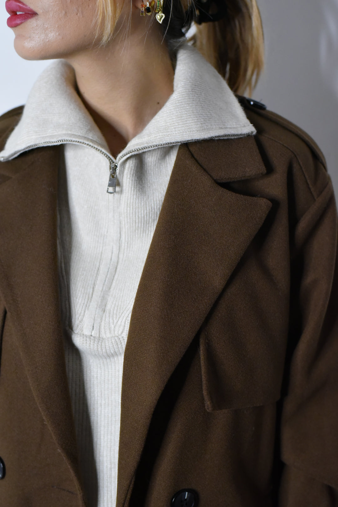 Coat maronn glacè